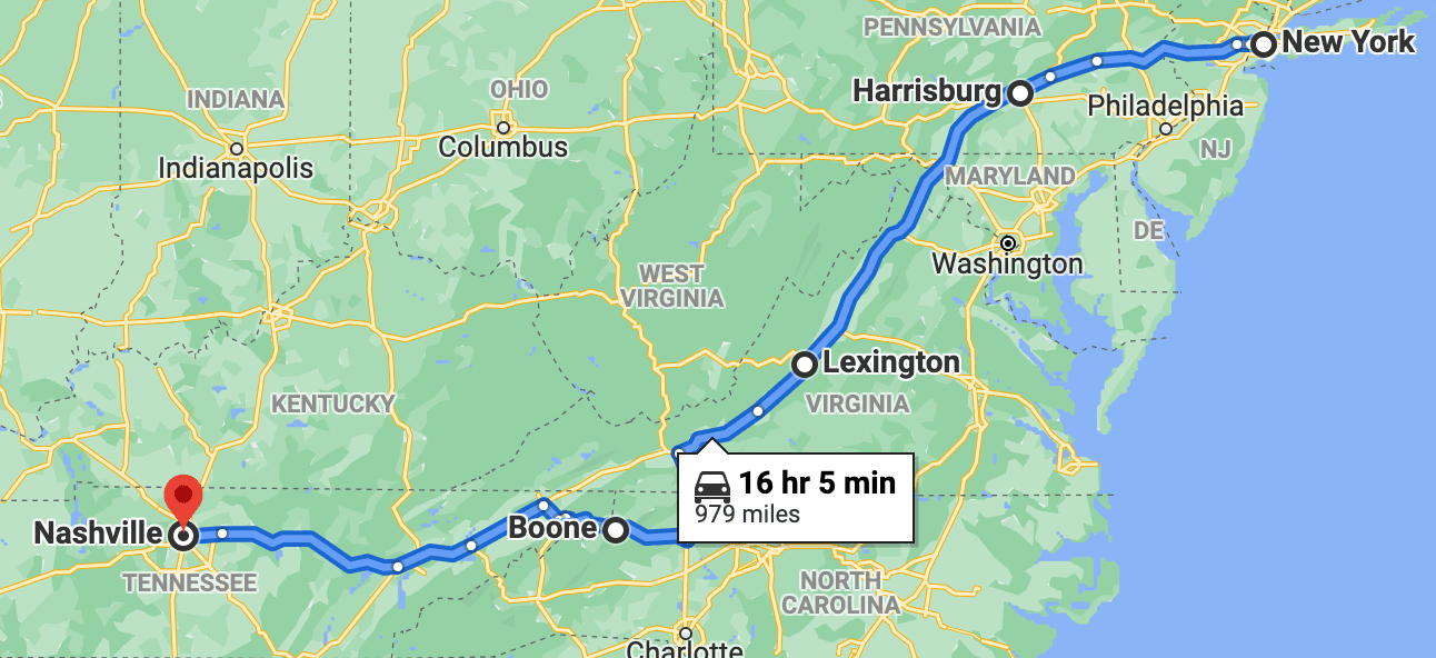 nyc to nashville road trip