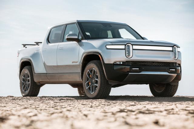This electric pickup truck looks futuristic.