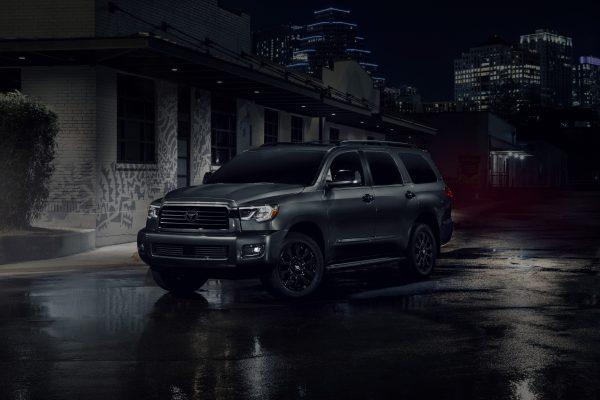 The 2021 Toyota Sequoia, pictured in the Nightshade edition, combines a truck and an SUV.