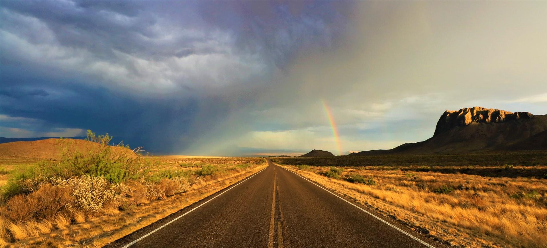 Incoming storm and a rainbow in Big Bend National Park