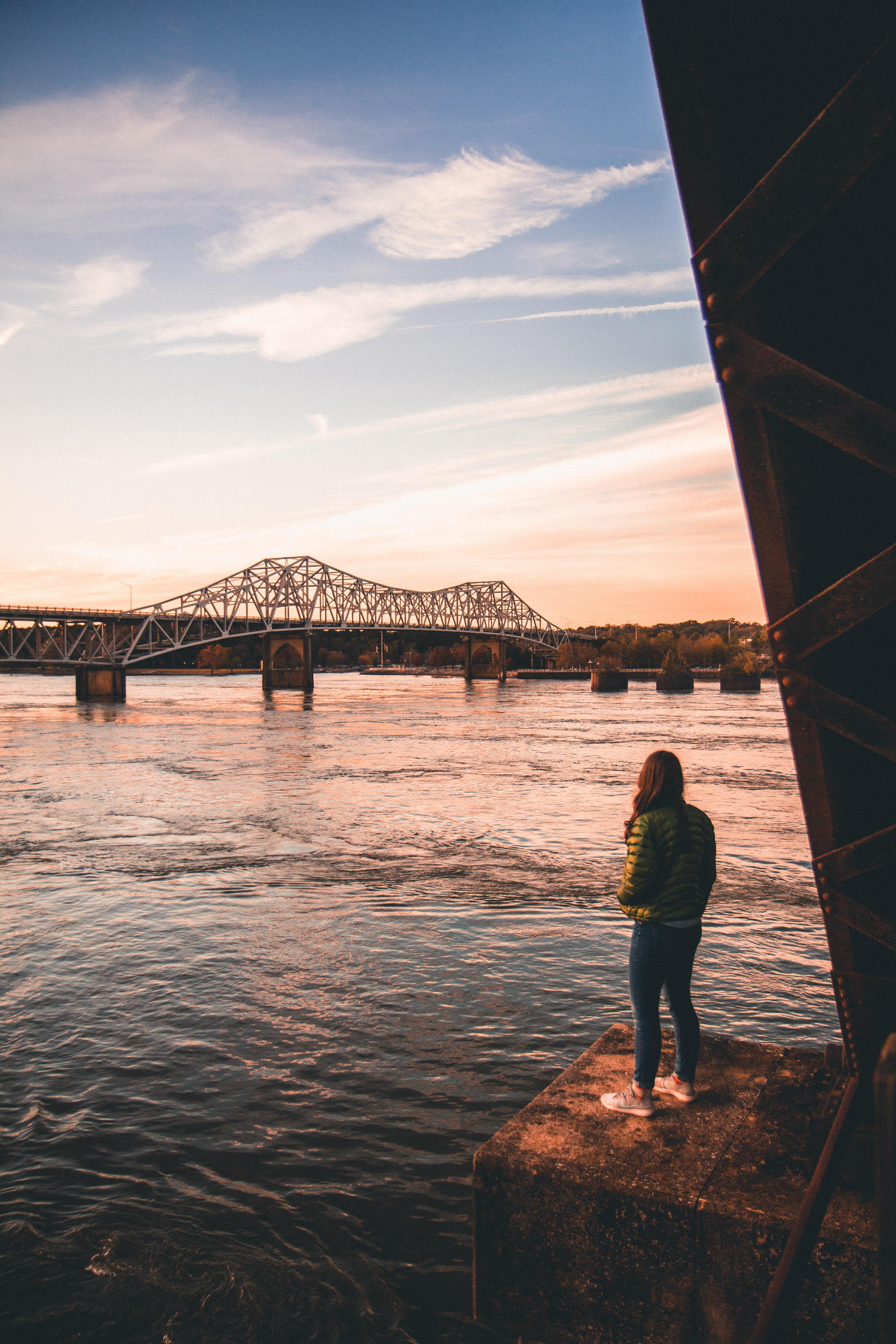 The view of the old railroad bridge in Florence, Alabama.