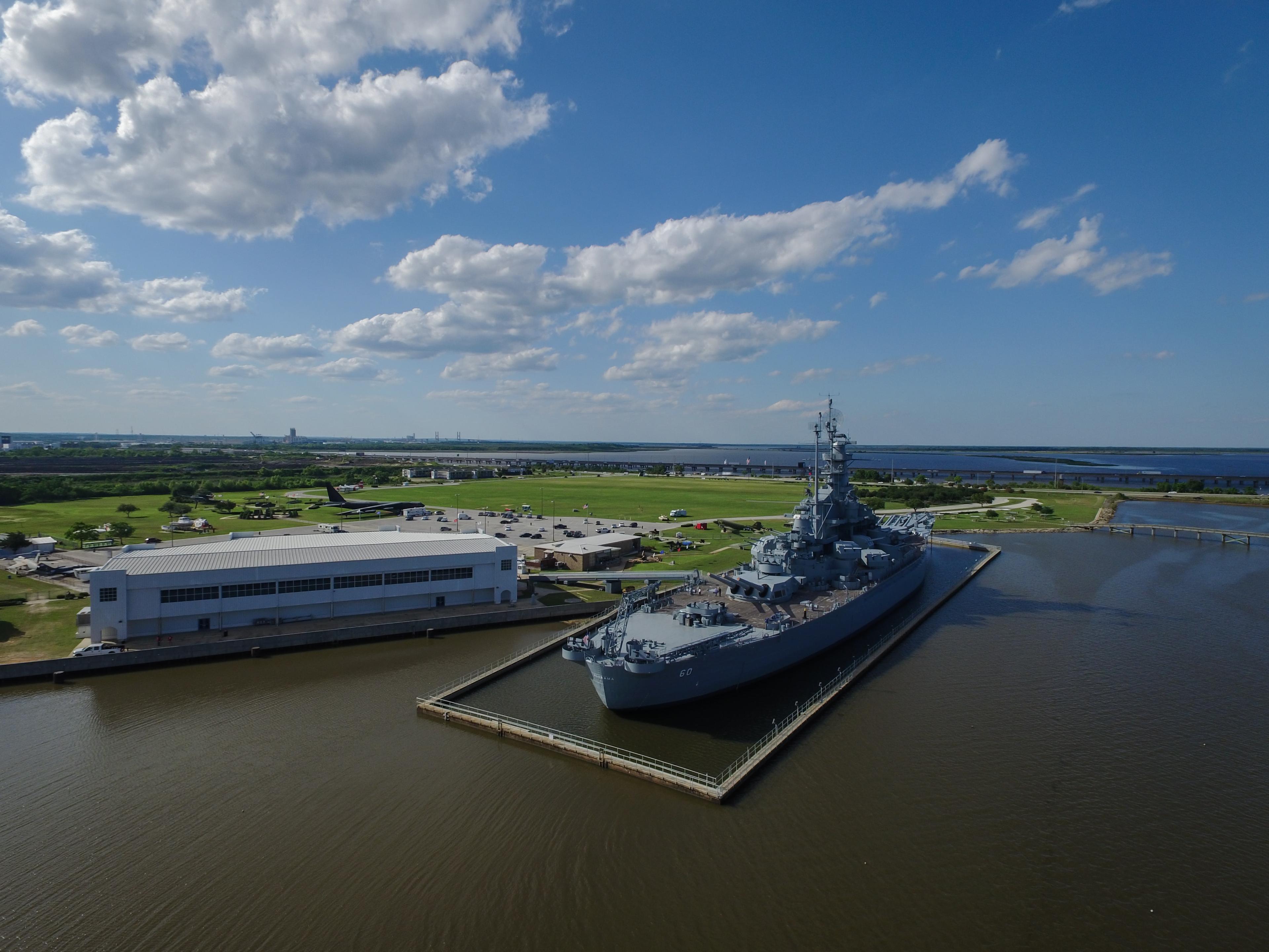 View from above of the USS Alabama in Mobile Alabama.