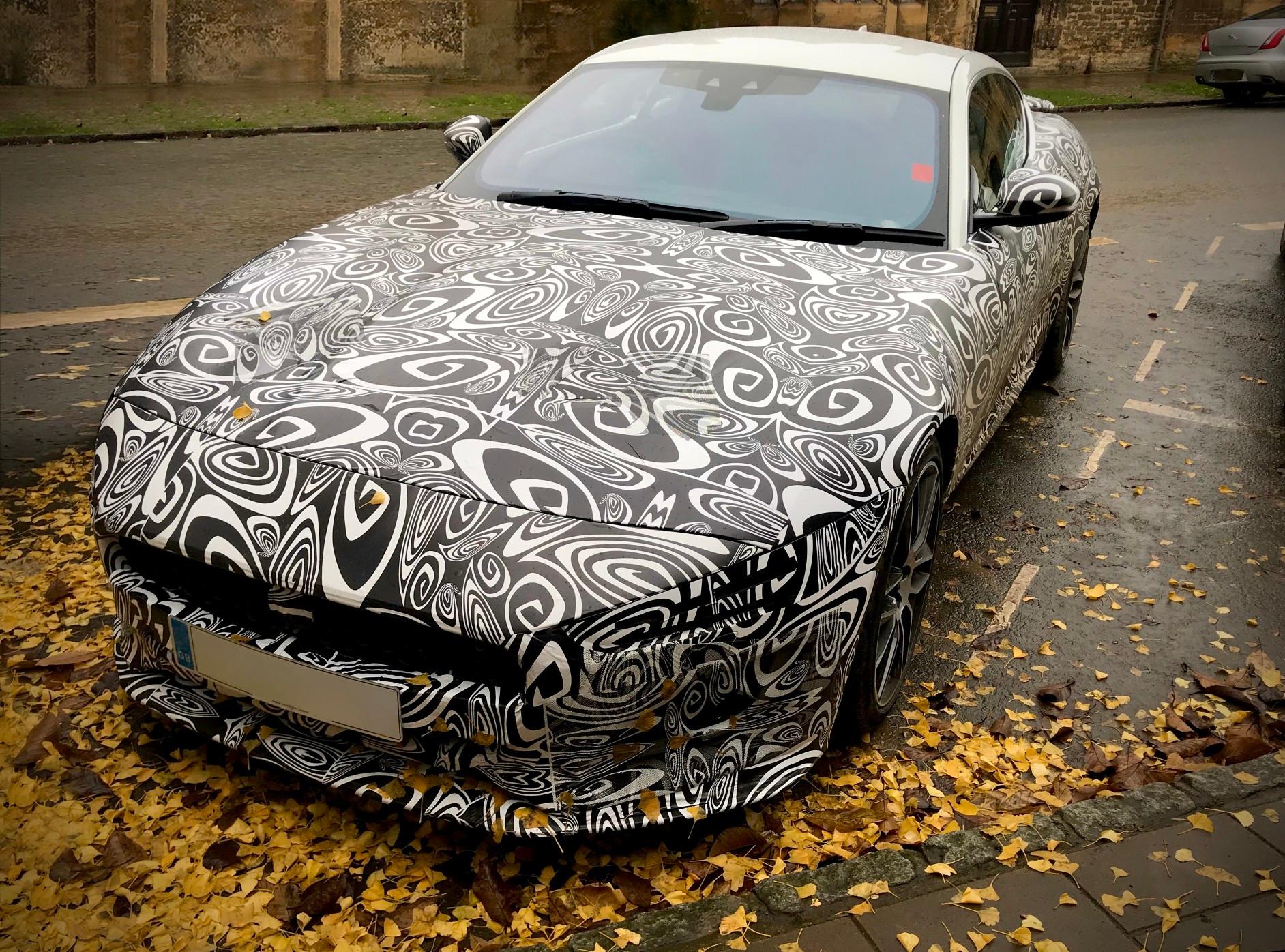 Car with black and white swirling patterns all over it