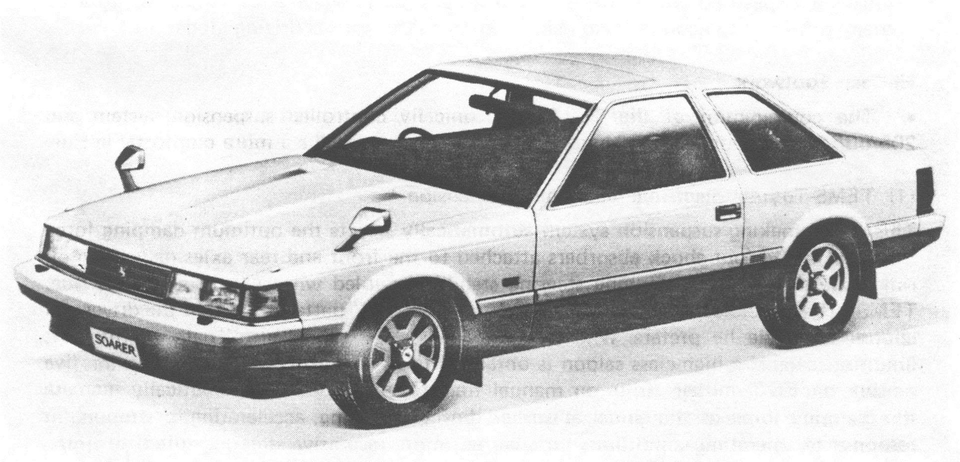 A black and white sketch of a Toyota Soarer.