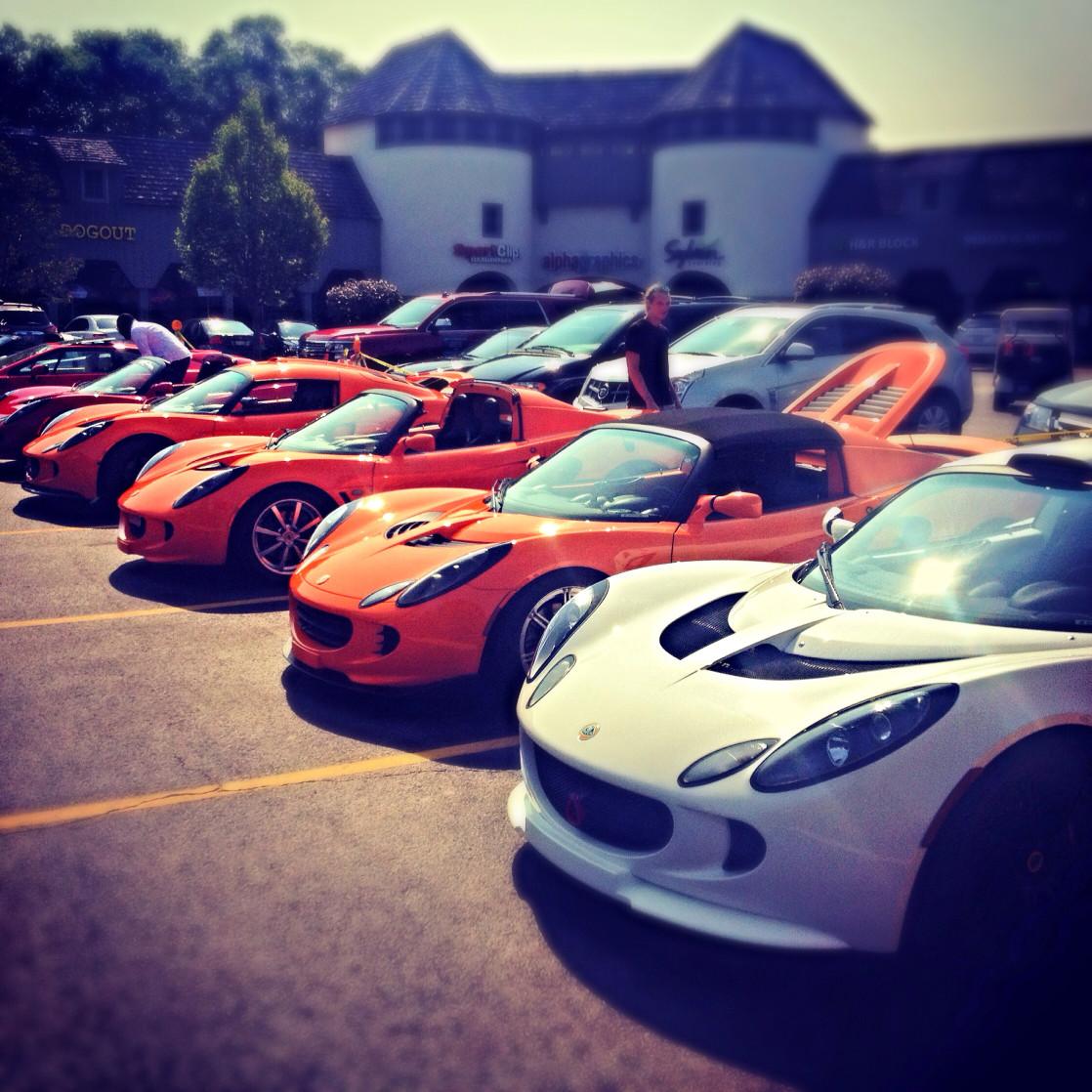 lineup of lotus cars