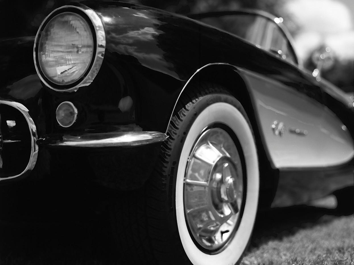 black and white corvette