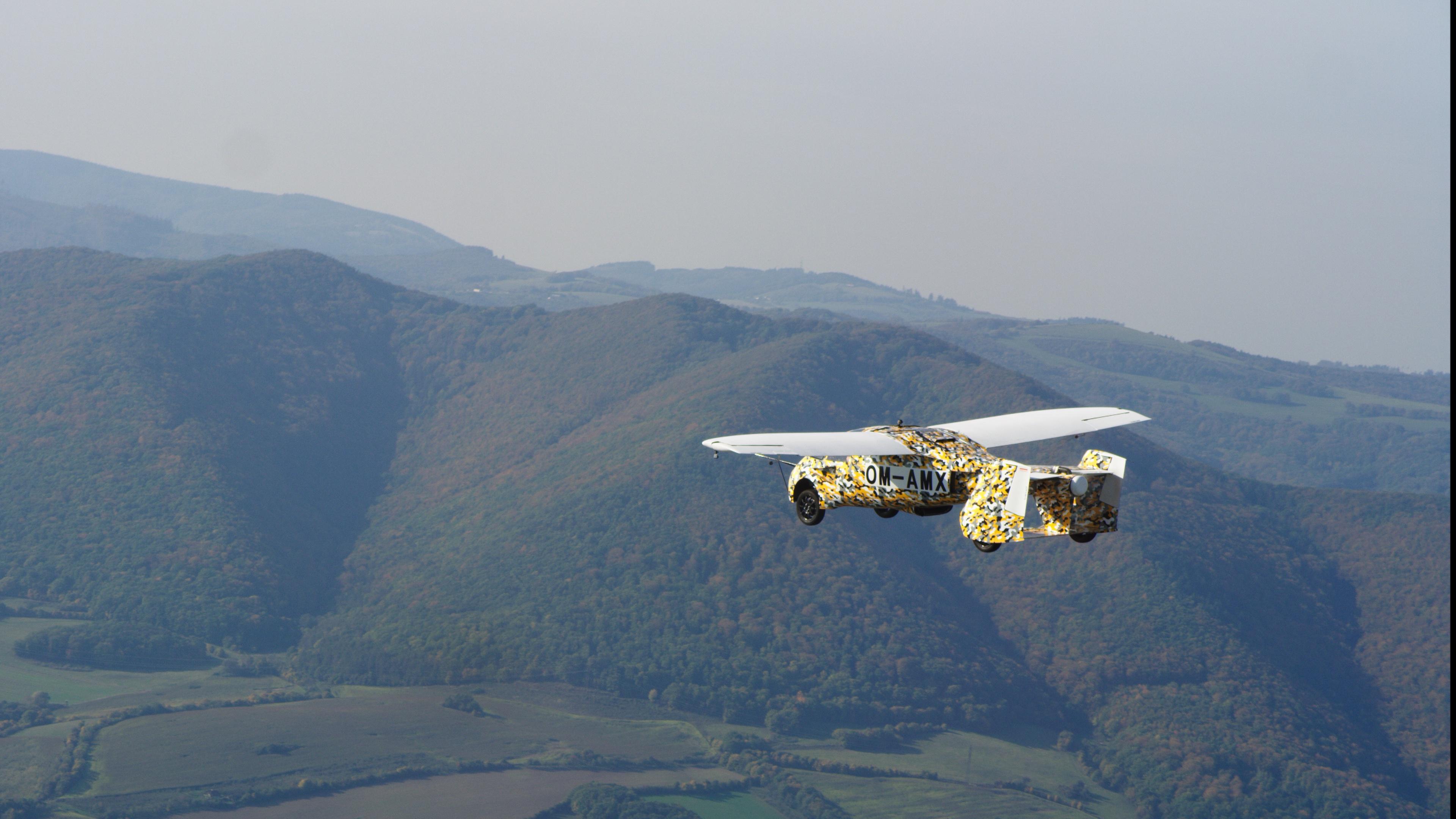 An AeroMobil flying car on a test flight.