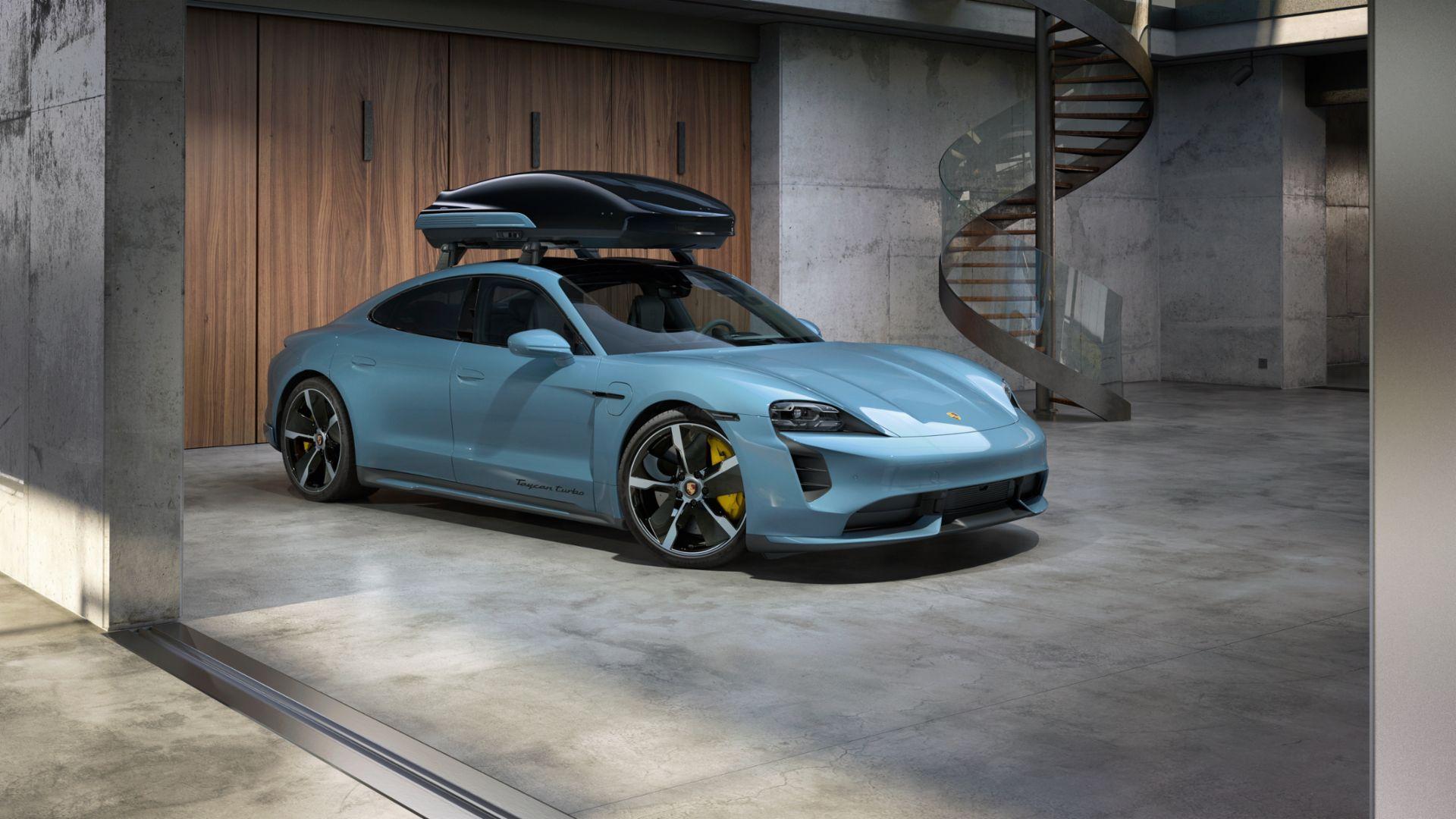 The Performance roof box by Porsche Tequipment blends practicality with sleek styling and aerodynamic efficiency.
