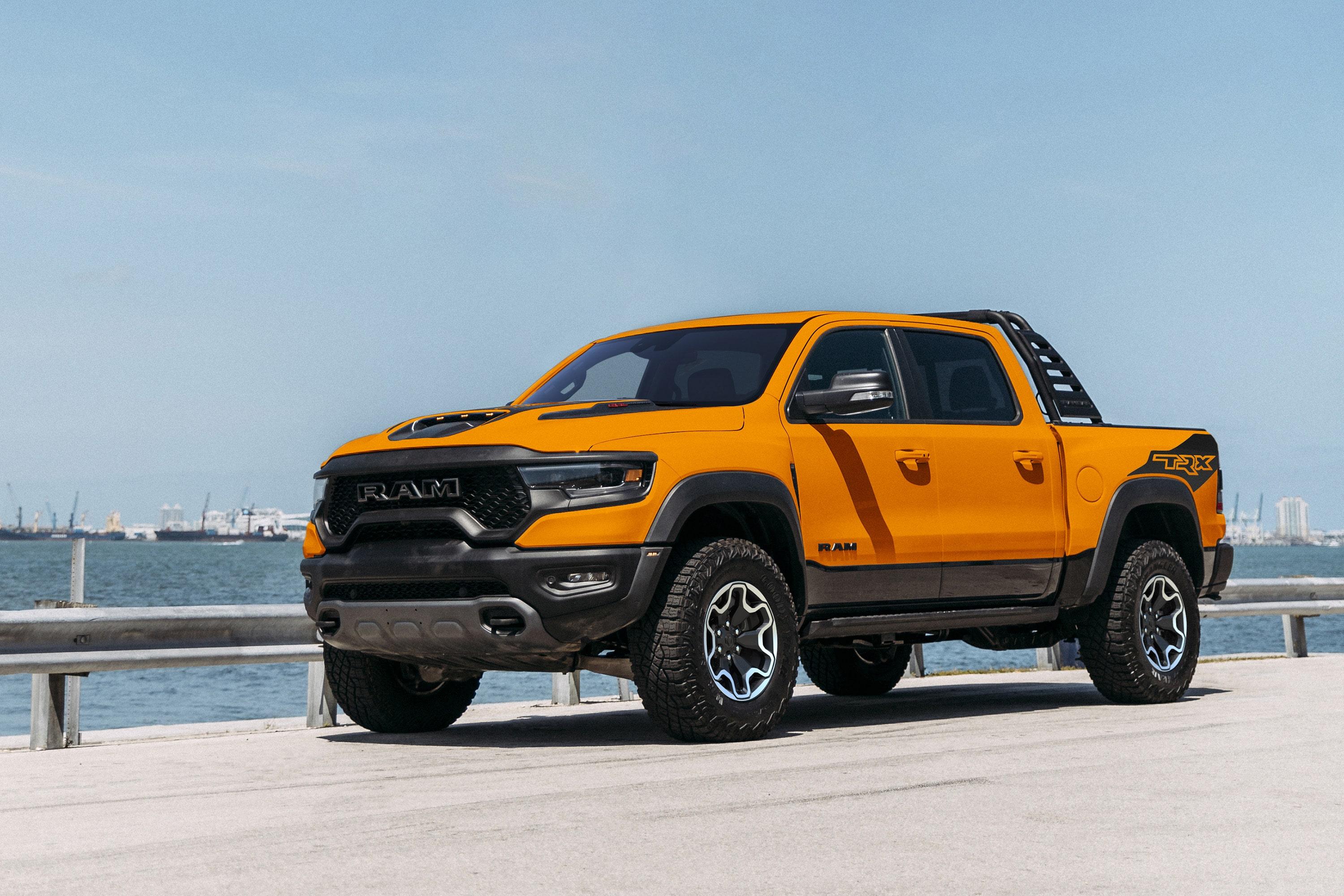 The 2022 Ram 1500 TRX Ignition Edition features striking orange paint.