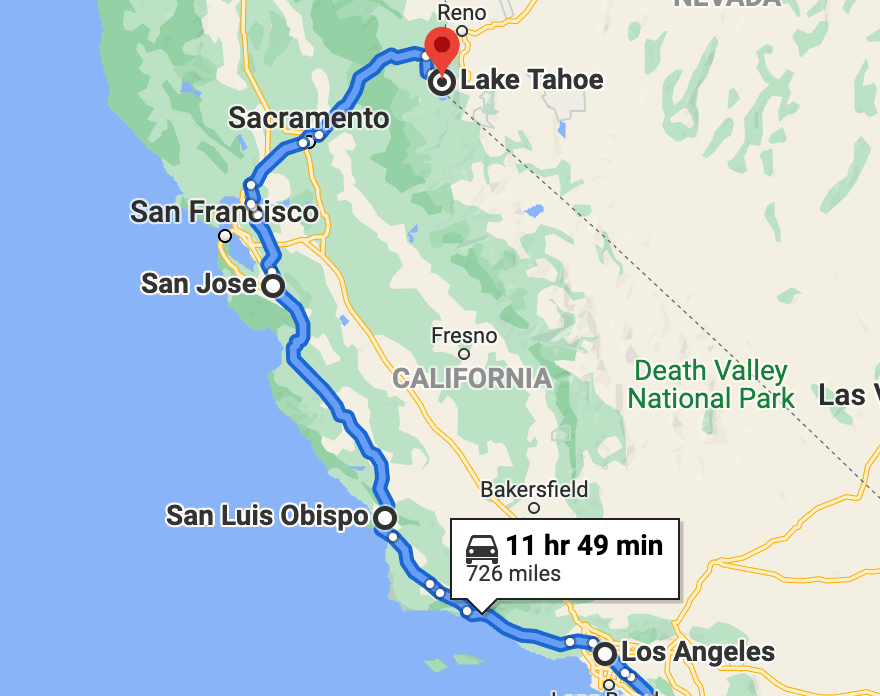 San Diego to Tahoe
