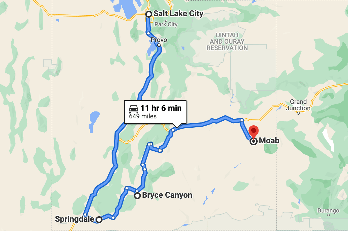 Salt Lake City to Moab