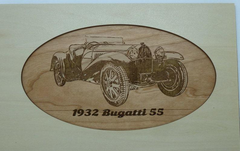 1932 Bugatti 55 Roadster laser cut wood car plaque