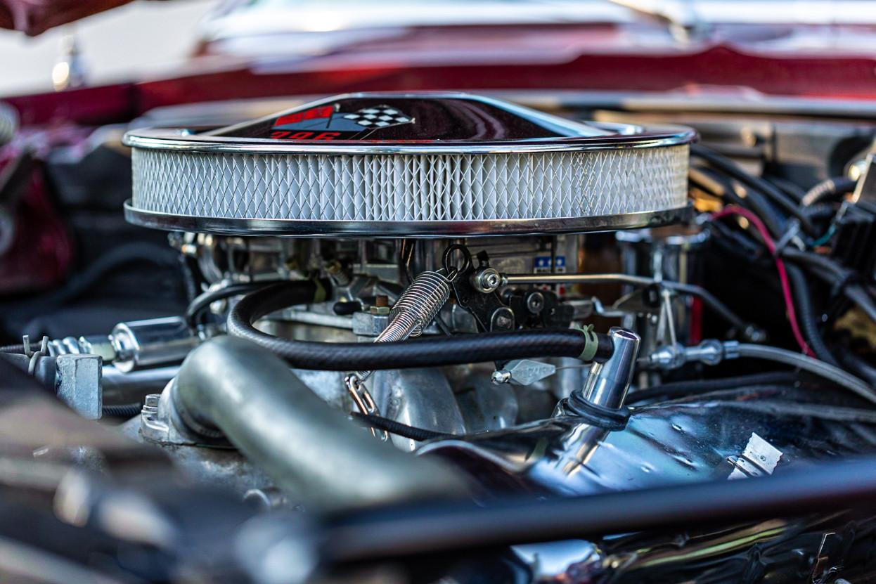 An engine inside a Chevy Camaro.