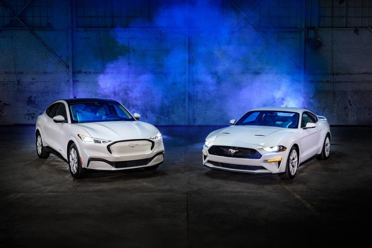 The ‘Ice White’ Ford Mustang models.