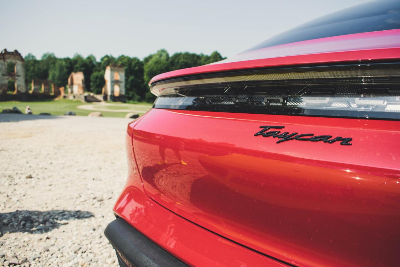 The Porsche Taycan, an electric sports car.