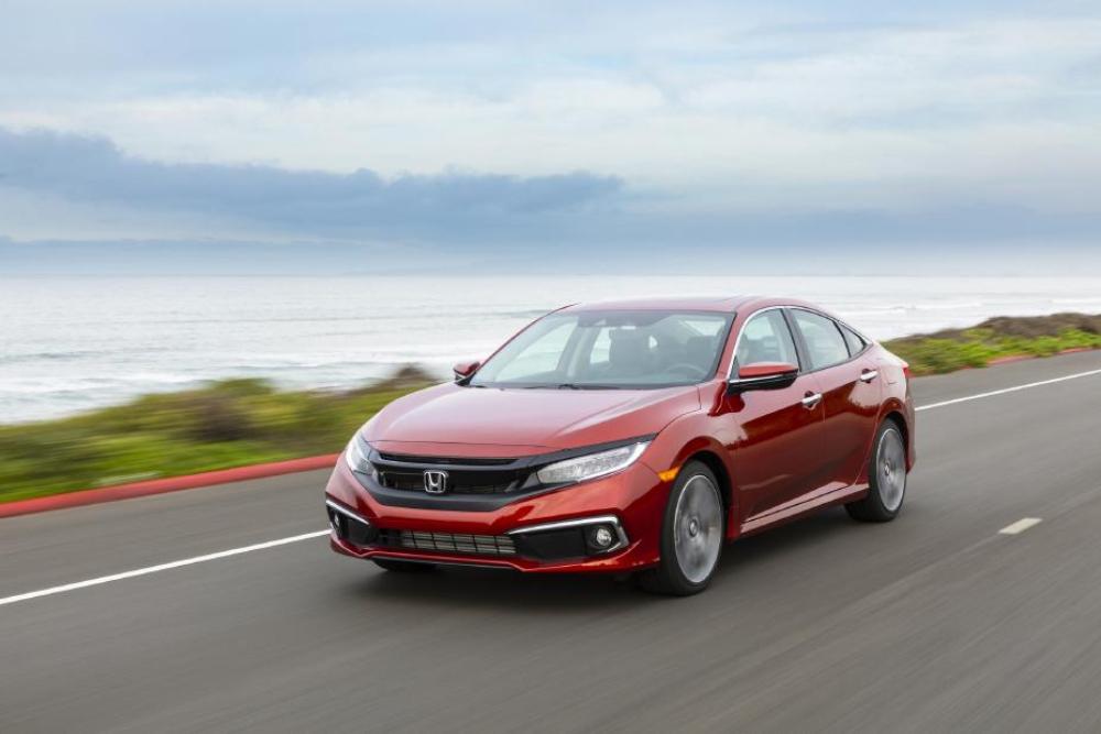 The 2021 Honda Civic (pictured here in the Touring trim) has top safety ratings.