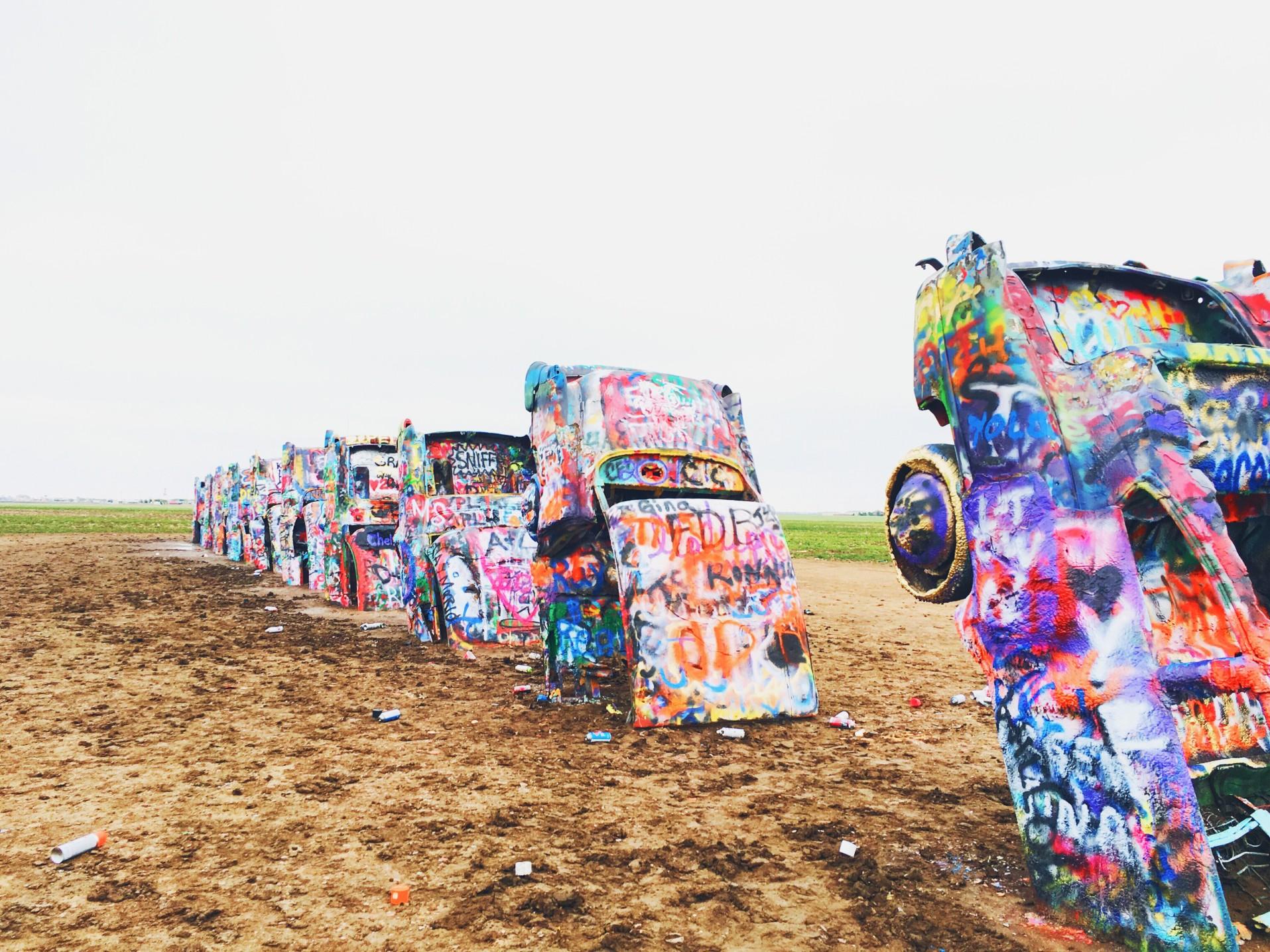 Cadillac Ranch in Amarillo Texas is a shrine to classic Cadillacs.
